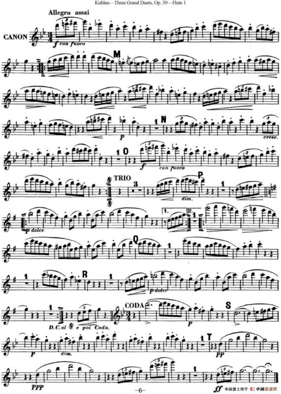 库劳长笛二重奏大练习曲Op.39——Flute 1（No.3）