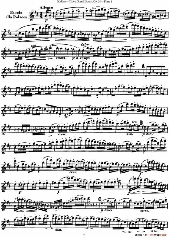 库劳长笛二重奏大练习曲Op.39——Flute 1（No.3）
