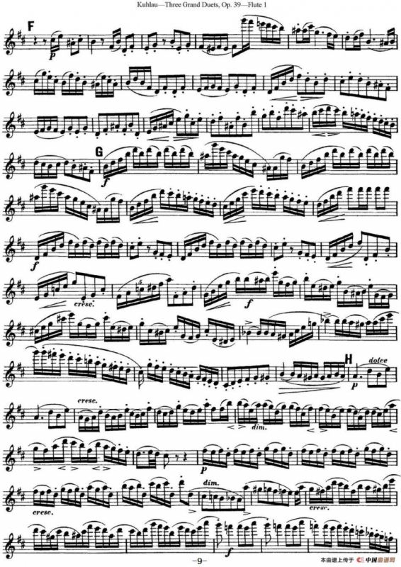 库劳长笛二重奏大练习曲Op.39——Flute 1（No.3）