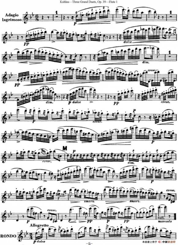 库劳长笛二重奏大练习曲Op.39——Flute 1（No.2）