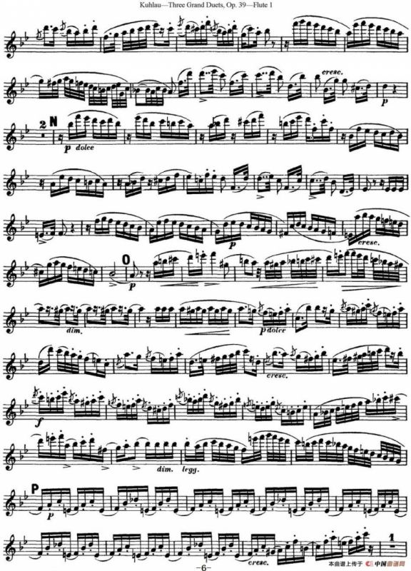库劳长笛二重奏大练习曲Op.39——Flute 1（No.2）