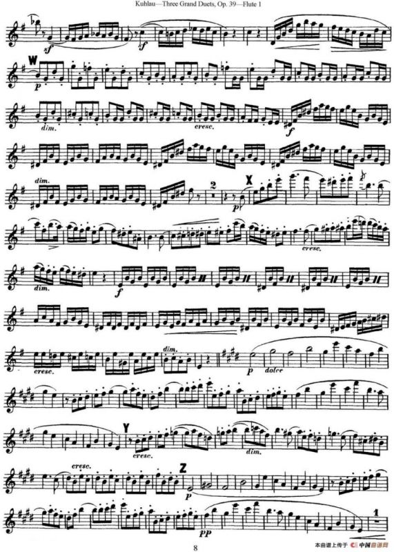 库劳长笛二重奏大练习曲Op.39——Flute 1（No.1）