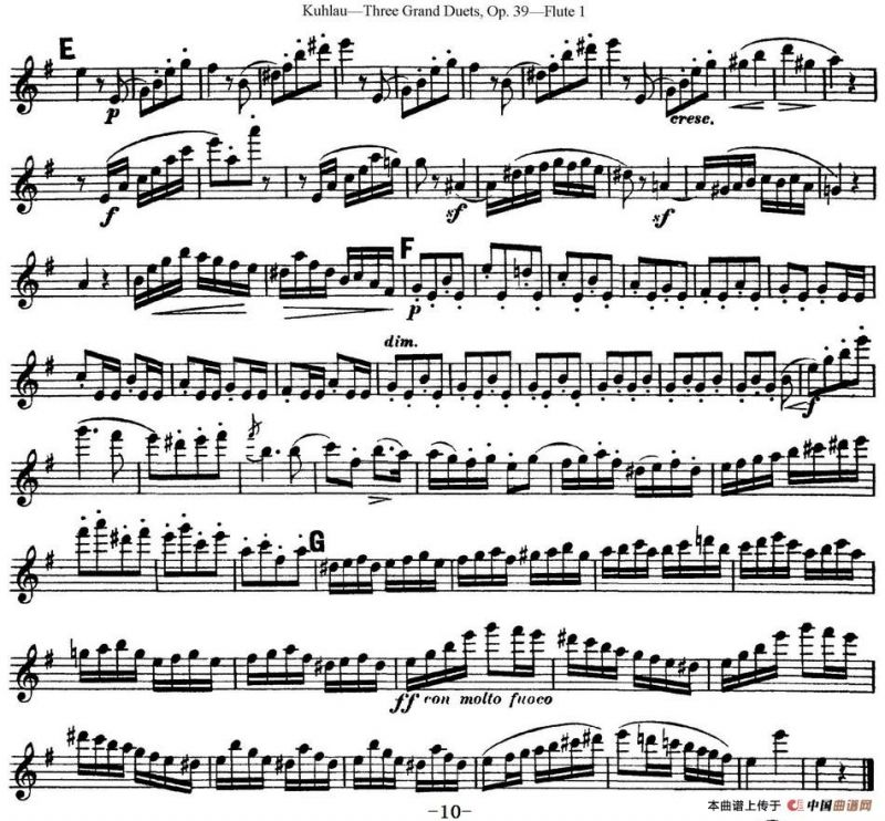 库劳长笛二重奏大练习曲Op.39——Flute 1（No.1）