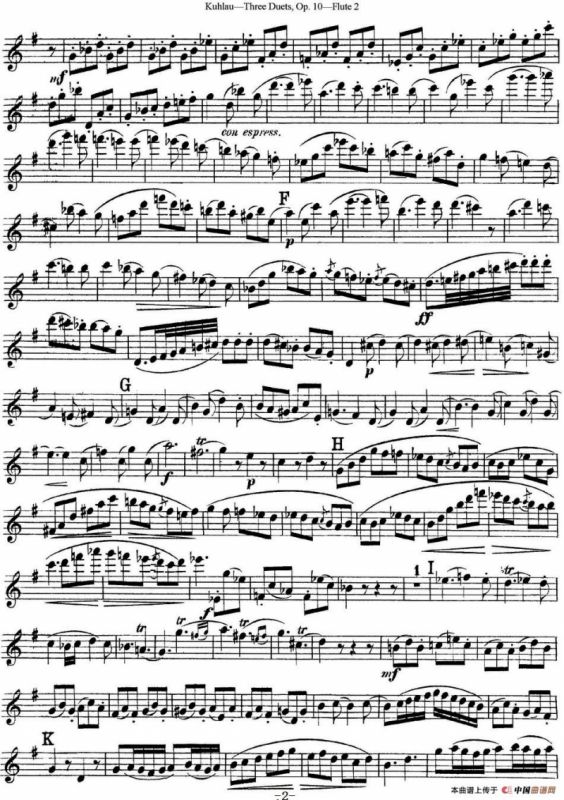 库劳长笛二重奏练习曲Op.10——Flute 2（No.3）