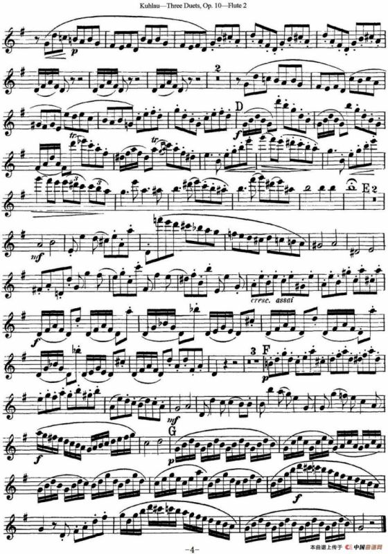 库劳长笛二重奏练习曲Op.10——Flute 2（No.3）