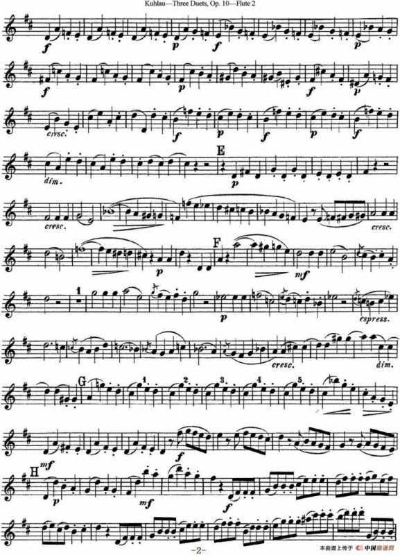 库劳长笛二重奏练习曲Op.10——Flute 2（No.2）