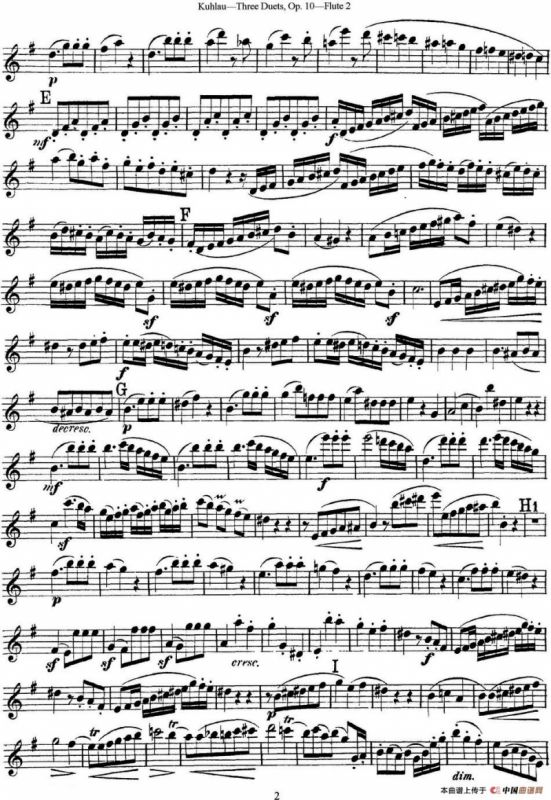 库劳长笛二重奏练习曲Op.10——Flute 2（No.1）