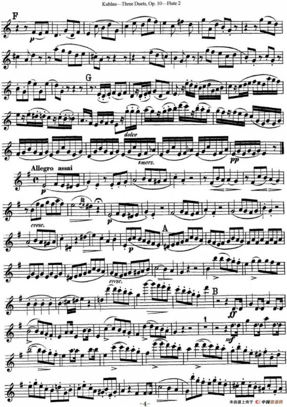 库劳长笛二重奏练习曲Op.10——Flute 2（No.1）