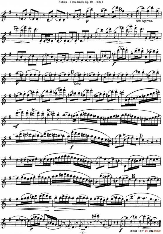 库劳长笛二重奏练习曲Op.10——Flute 1（No.3）