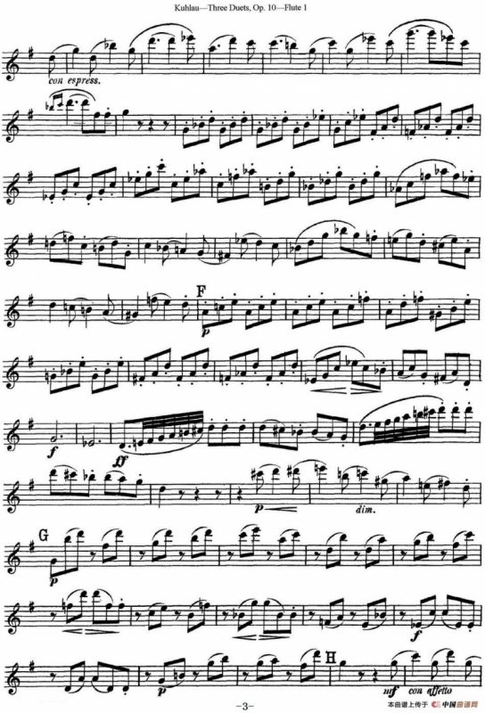 库劳长笛二重奏练习曲Op.10——Flute 1（No.3）