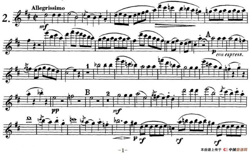 库劳长笛二重奏练习曲Op.10——Flute 1（No.2）