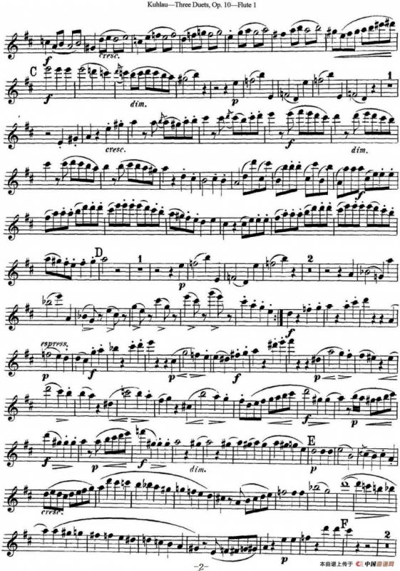 库劳长笛二重奏练习曲Op.10——Flute 1（No.2）