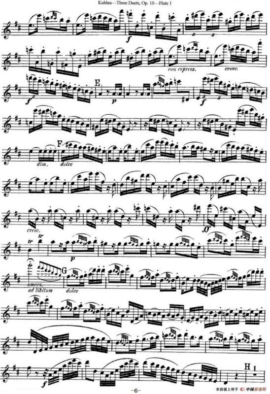库劳长笛二重奏练习曲Op.10——Flute 1（No.2）