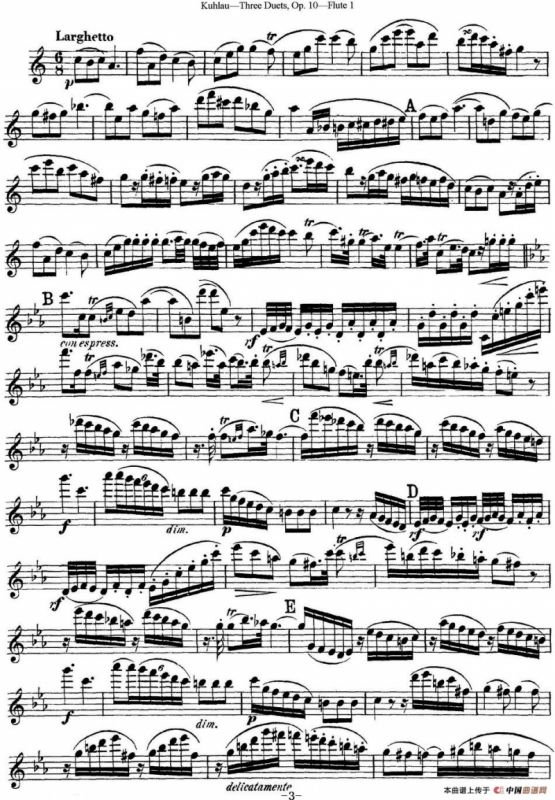 库劳长笛二重奏练习曲Op.10——Flute 1（No.1）