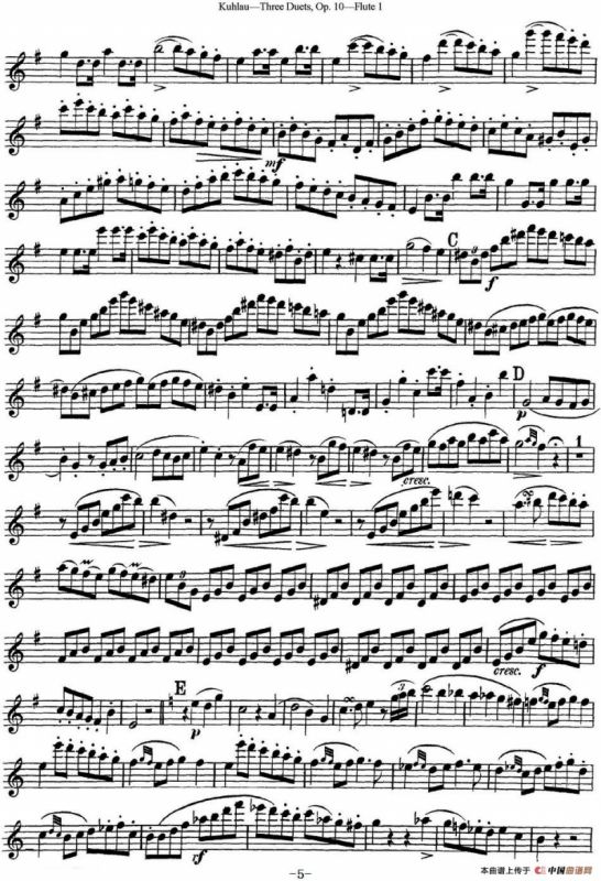 库劳长笛二重奏练习曲Op.10——Flute 1（No.1）