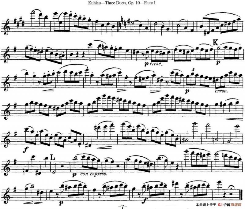 库劳长笛二重奏练习曲Op.10——Flute 1（No.1）
