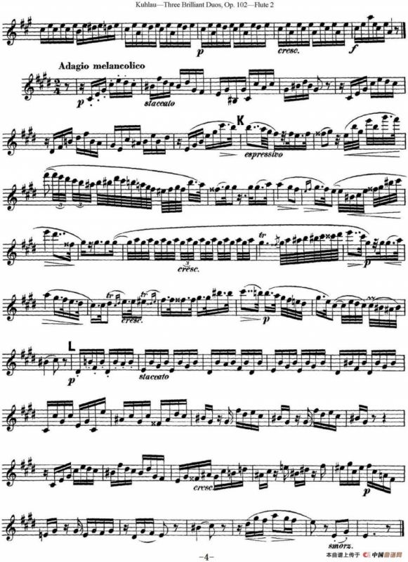 库劳长笛二重奏练习三段OP.102——Flute 2（NO.3）