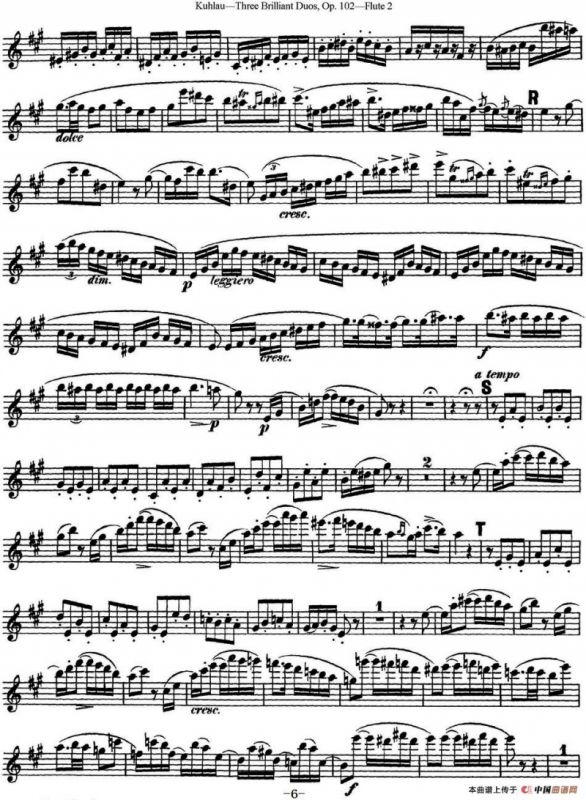 库劳长笛二重奏练习三段OP.102——Flute 2（NO.3）