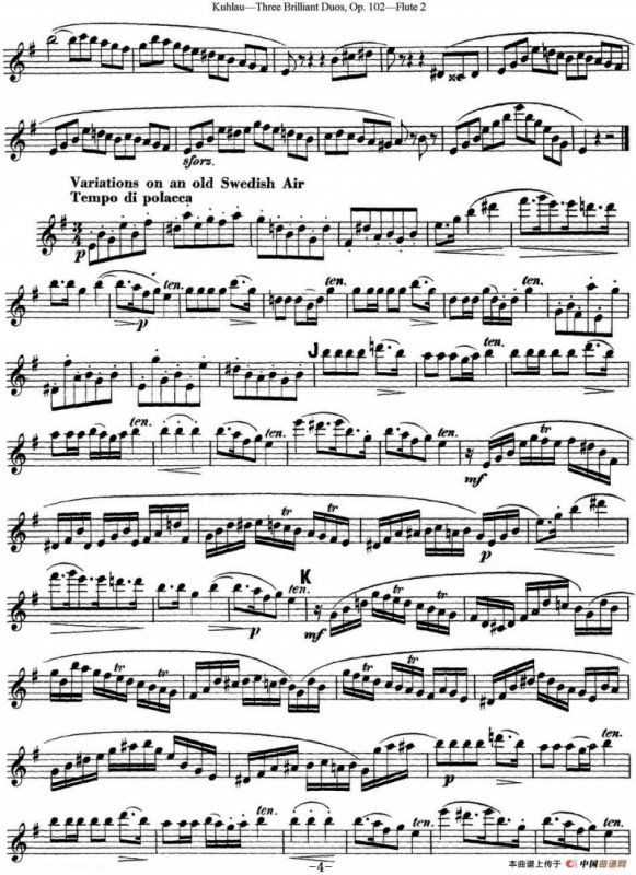 库劳长笛二重奏练习三段OP.102——Flute 2（NO.2）