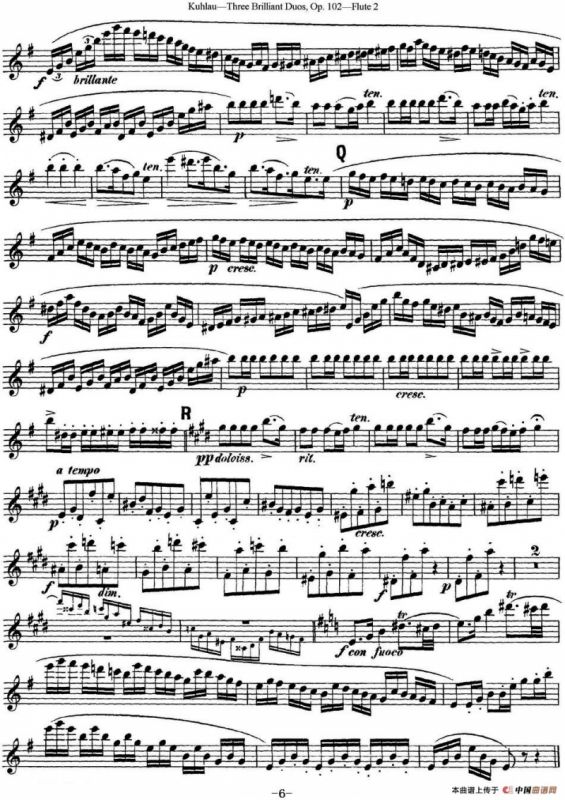 库劳长笛二重奏练习三段OP.102——Flute 2（NO.2）
