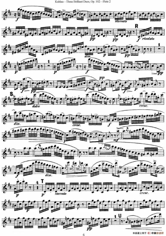 库劳长笛二重奏练习三段OP.102——Flute 2（NO.1）