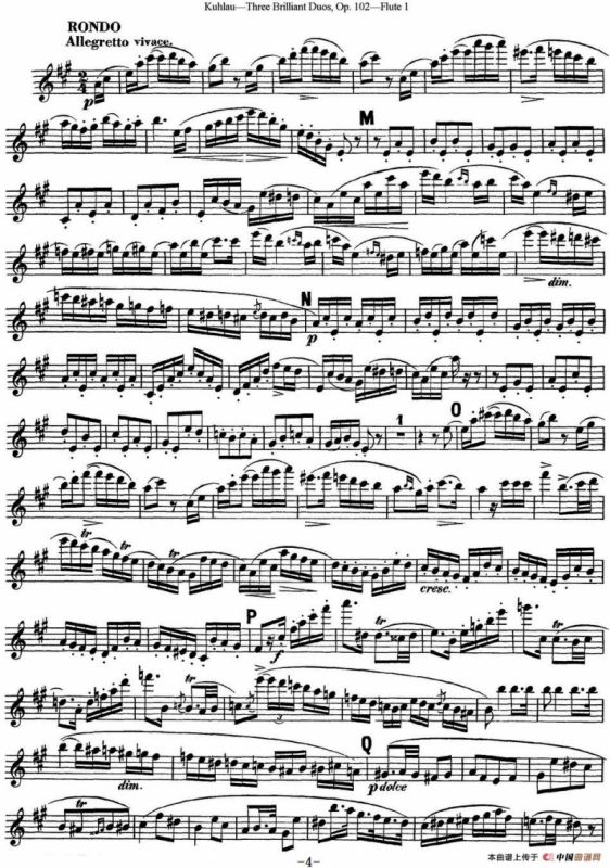 库劳长笛二重奏练习三段OP.102——Flute 1（NO.3）