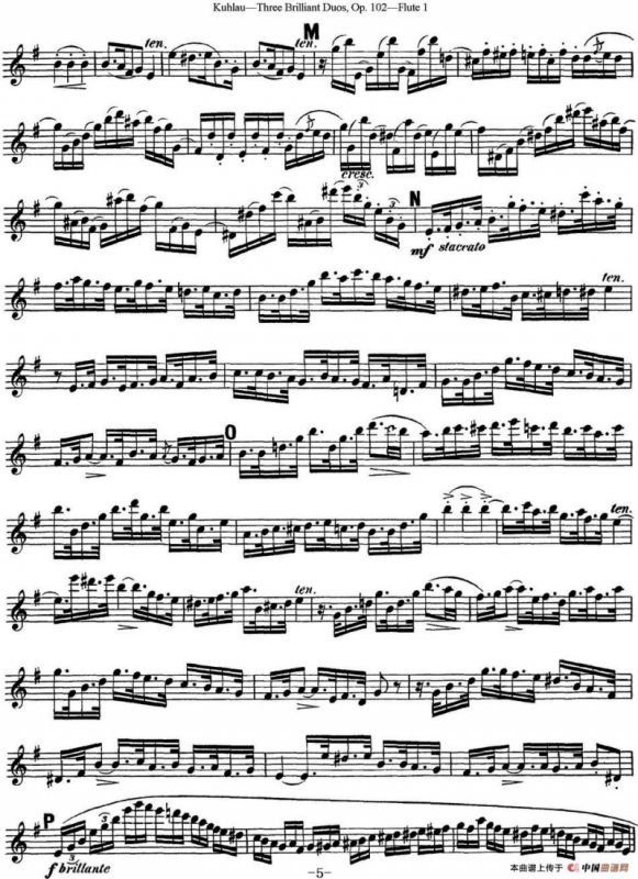 库劳长笛二重奏练习三段OP.102——Flute 1（NO.2）