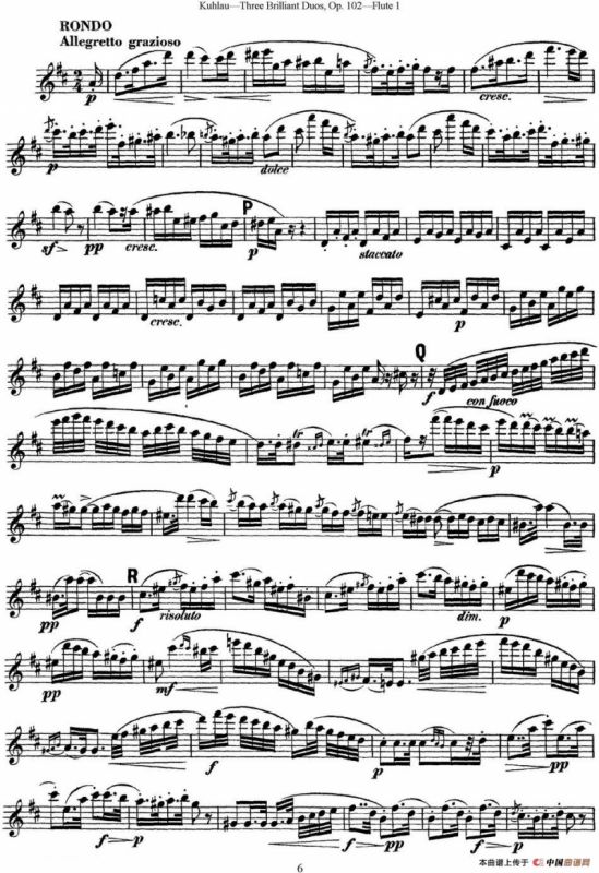 库劳长笛二重奏练习三段OP.102——Flute 1（NO.1）