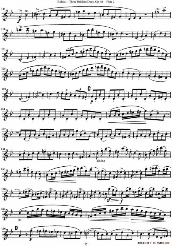 库劳长笛二重奏练习三段OP.81——Flute 2（NO.3）