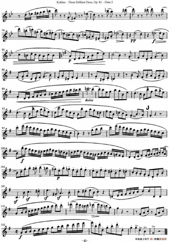 库劳长笛二重奏练习三段OP.81——Flute 2（NO.3）