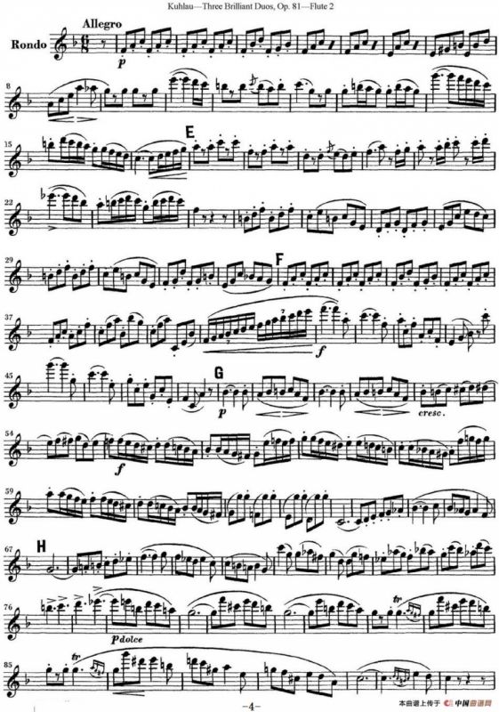 库劳长笛二重奏练习三段OP.81——Flute 2（NO.2）