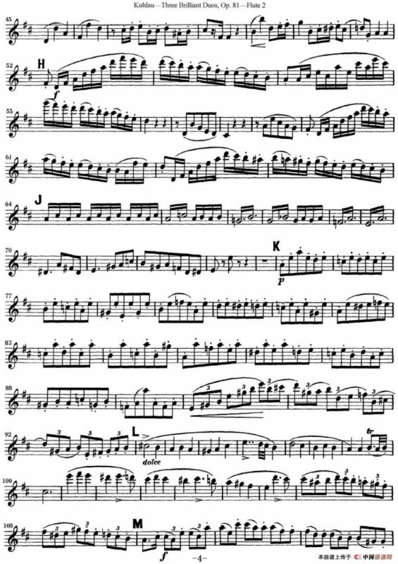 库劳长笛二重奏练习三段OP.81——Flute 2（NO.1）