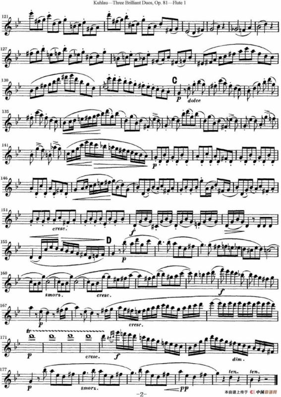 库劳长笛二重奏练习三段OP.81——Flute 1（NO.3）