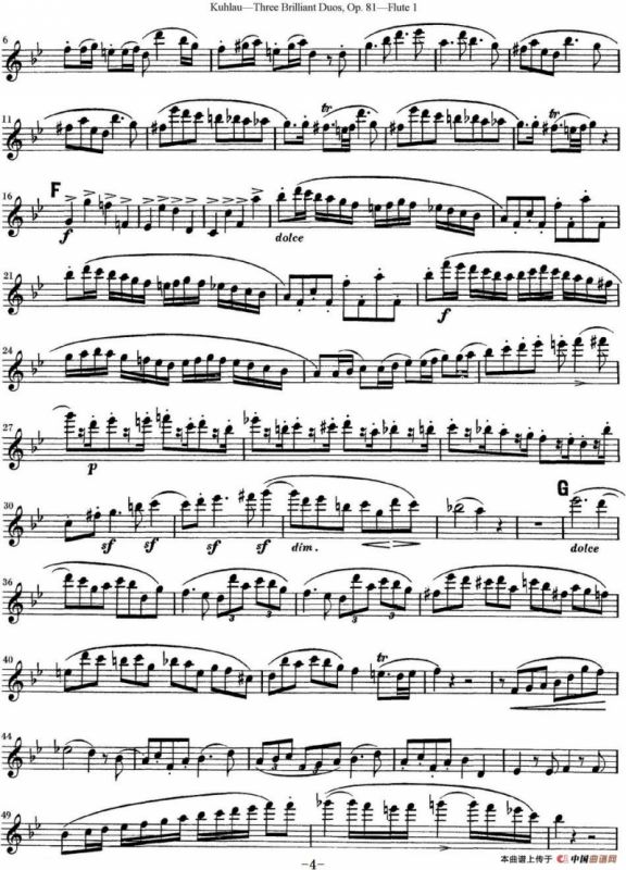库劳长笛二重奏练习三段OP.81——Flute 1（NO.3）