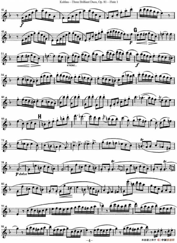 库劳长笛二重奏练习三段OP.81——Flute 1（NO.2）