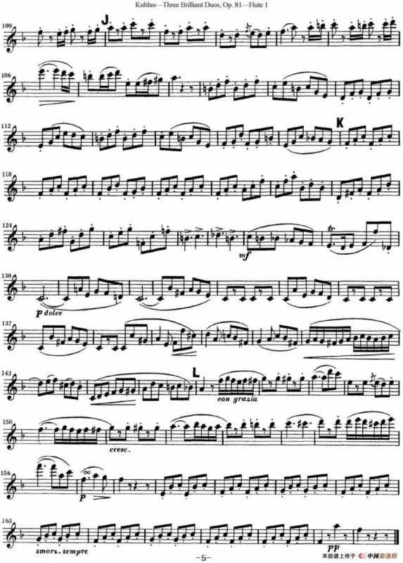 库劳长笛二重奏练习三段OP.81——Flute 1（NO.2）