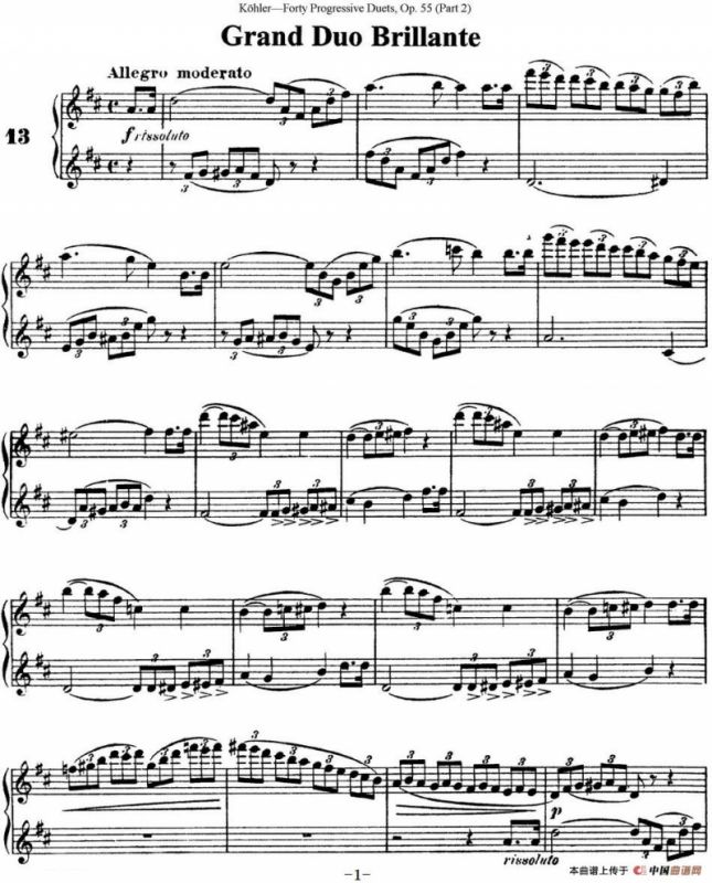 柯勒40首长笛提高练习曲OP.55（二重奏）（NO.13）