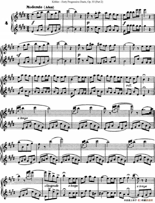 柯勒40首长笛提高练习曲OP.55（二重奏）（NO.4）