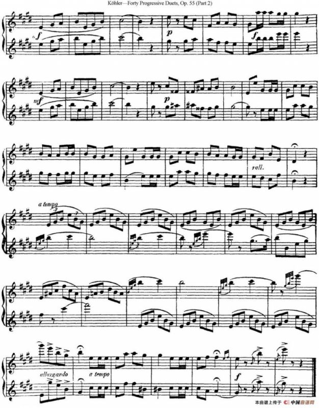 柯勒40首长笛提高练习曲OP.55（二重奏）（NO.4）