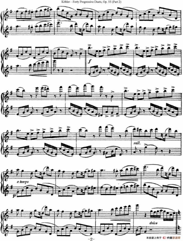 柯勒40首长笛提高练习曲OP.55（二重奏）（NO.1）
