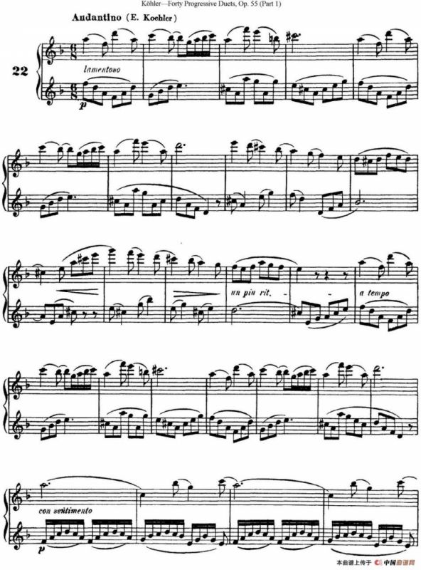 柯勒40首长笛提高练习曲OP.55（NO.22）