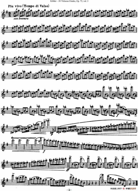 柯勒30首高级长笛练习曲作品75号（NO.30）