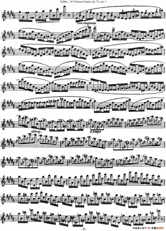 柯勒30首高级长笛练习曲作品75号（NO.29）