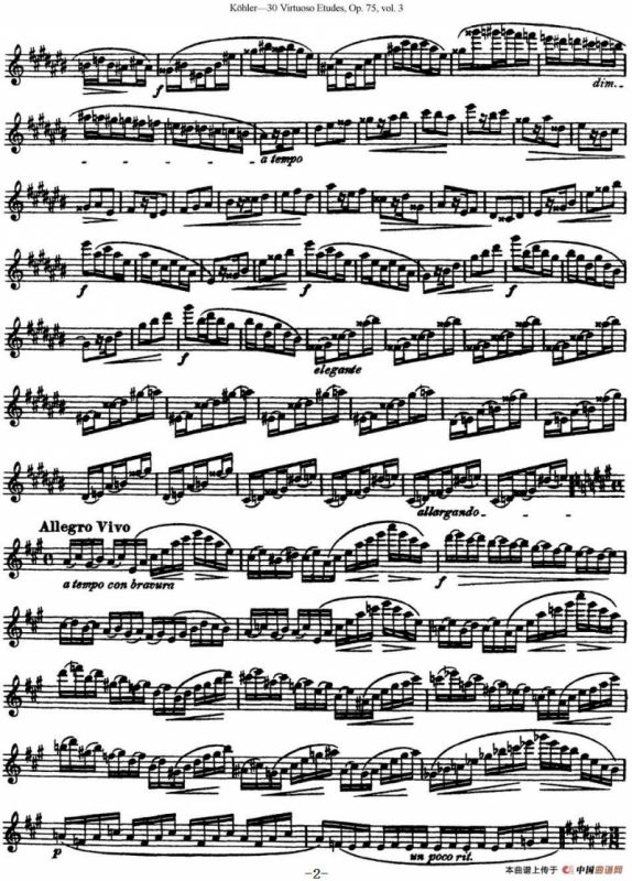 柯勒30首高级长笛练习曲作品75号（NO.28）