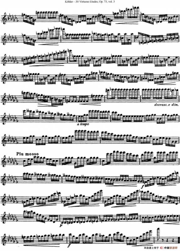 柯勒30首高级长笛练习曲作品75号（NO.27）