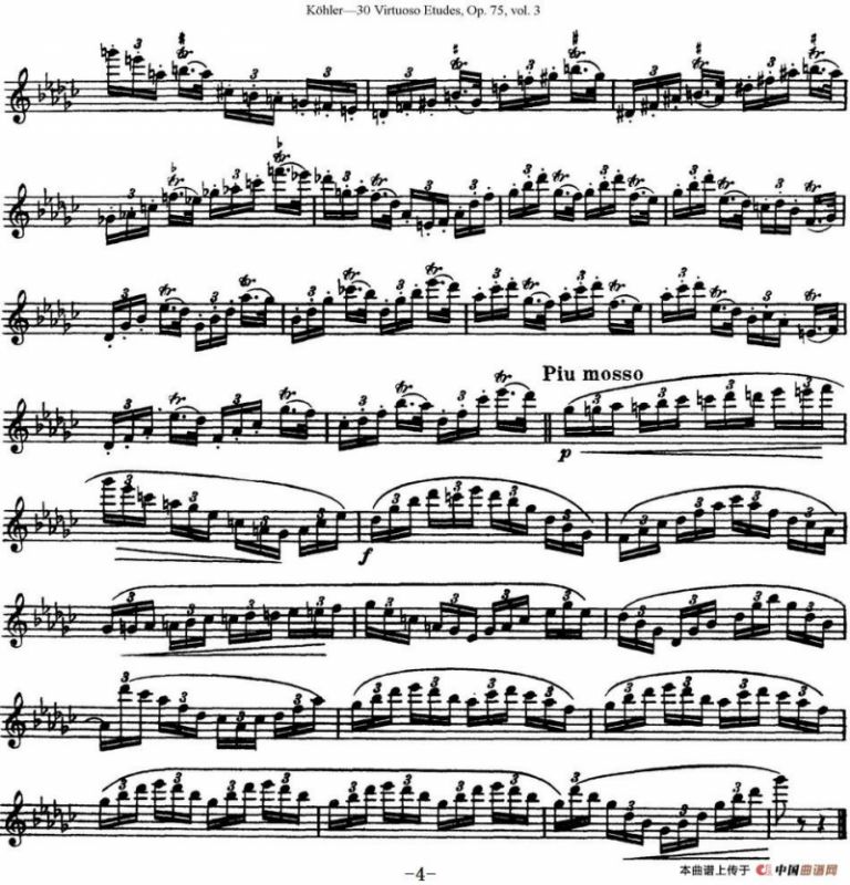 柯勒30首高级长笛练习曲作品75号（NO.25）