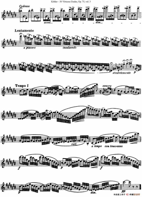 柯勒30首高级长笛练习曲作品75号（NO.23）