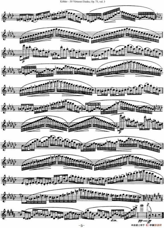 柯勒30首高级长笛练习曲作品75号（NO.22）
