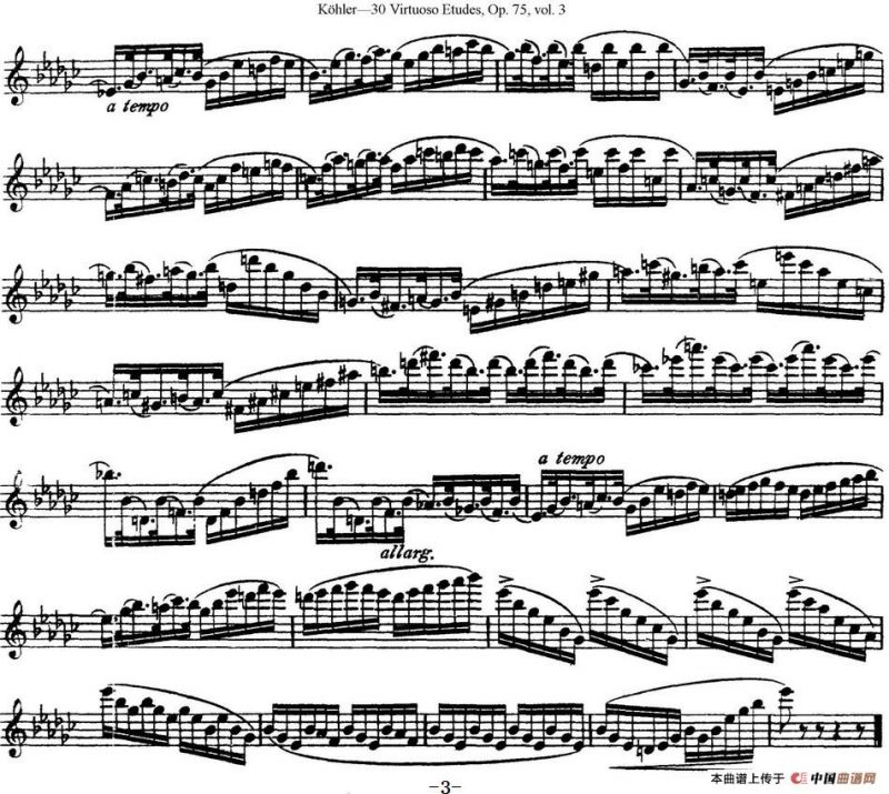 柯勒30首高级长笛练习曲作品75号（NO.21）
