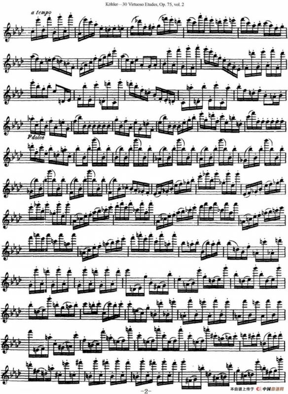 柯勒30首高级长笛练习曲作品75号（NO.19）